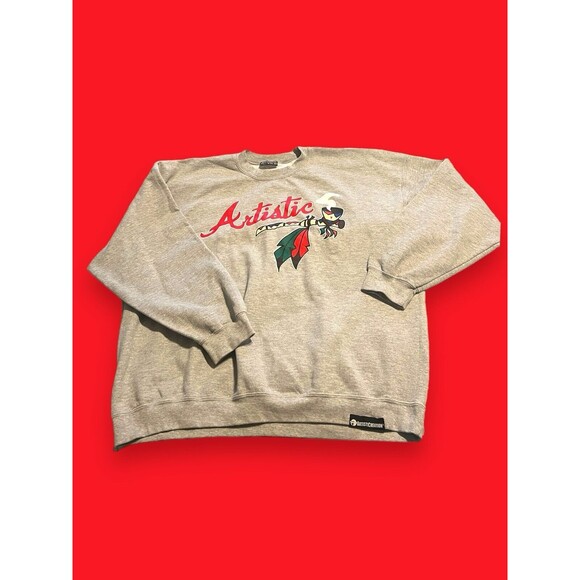 Artistic Creation Smiling Tomahawk Peace Pipe Long Sleeve Sweatshirt 2XL Rare - Picture 6 of 13